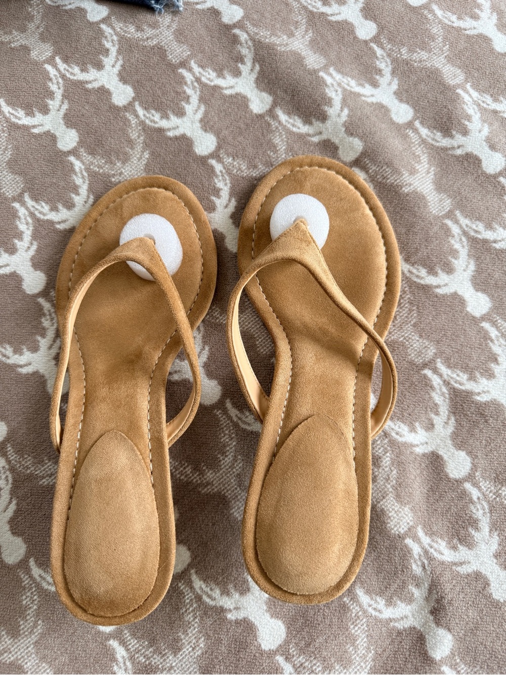 Tan Suede Thong Sandals